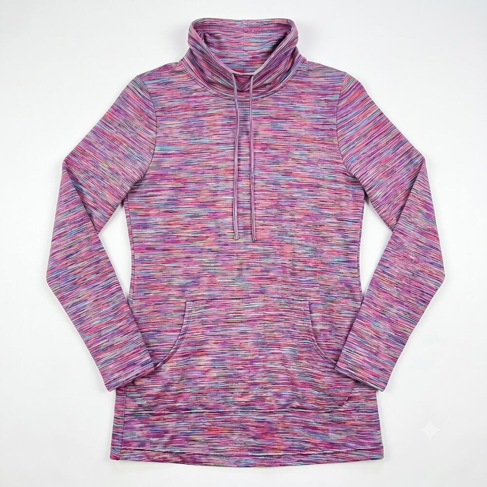 Merrell Funnel Neck Performance Pullover Pink Melange Jersey Pockets Womens XS
